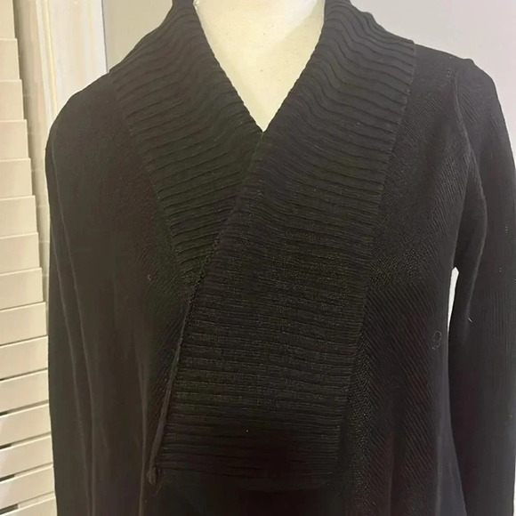 [S]Vintage Talula Babaton Linen/ Silk Blend Knit Black Open Shawl Cardigan-NWOT - Picture 2 of 9